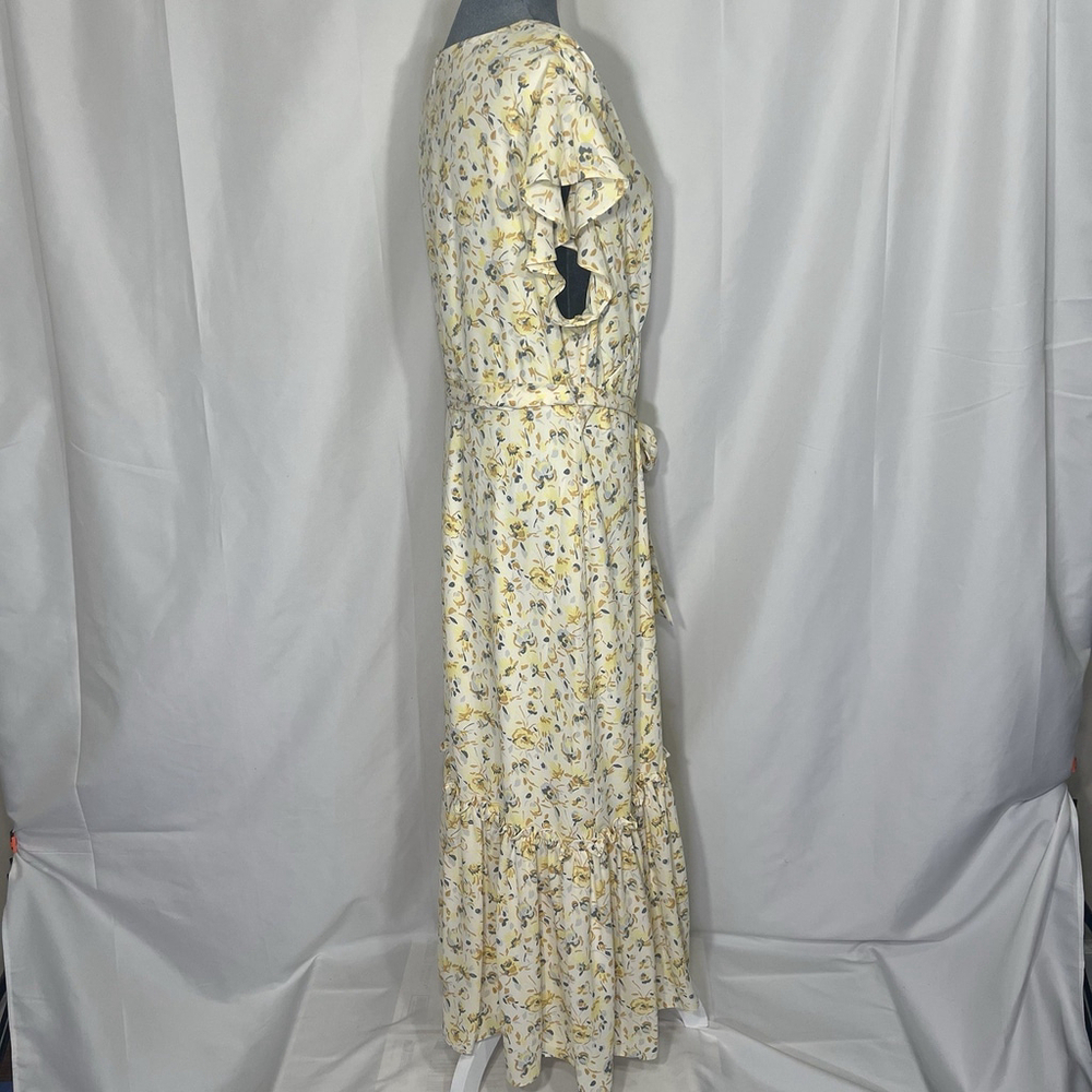 Lauren Ralph Women's Florals Georgette Flutter-Sleeve A-Line Dress Sz 14 Yellow - Picture 10 of 16